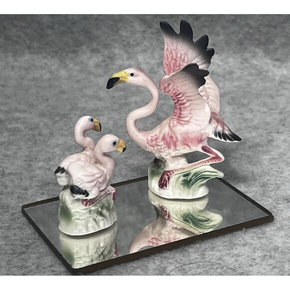 Vintage Miniature Pink Flamingo Porcelain Tropical Bird Hagen Renaker ? Japan ? - Picture 3 of 13